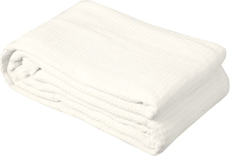 DOLLCENT 100% Cotton California King Size Blanket for Bed, Premium Combed Lightweight Blankets, Washed Breathable Bed Throw Blanket, Ivory Cal King Cotton Blankets for All Season: Ivory (102"x108") - Image 5